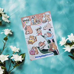 Capybara Sticker Sheet (ONLINE ORDER ONLY)