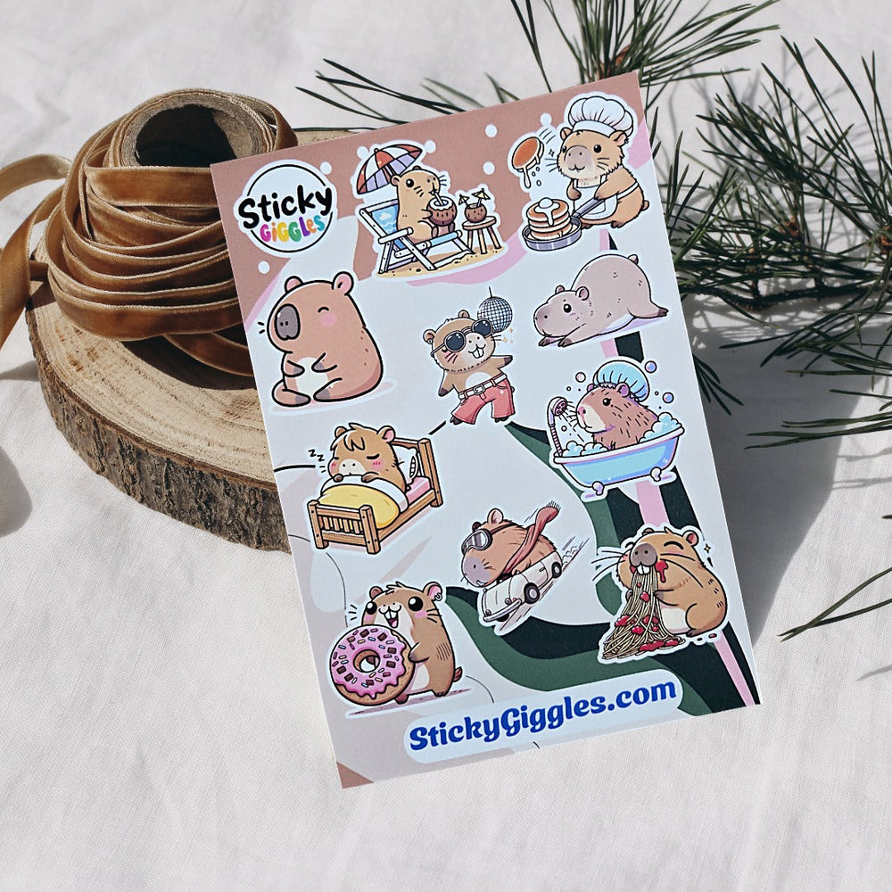 Capybara Sticker Sheet (ONLINE ORDER ONLY)