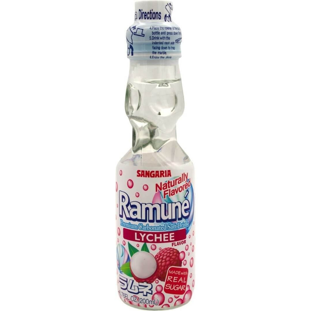Ramune Lychee Flavor Japanese Soda - 6.76 oz Marble Bottle