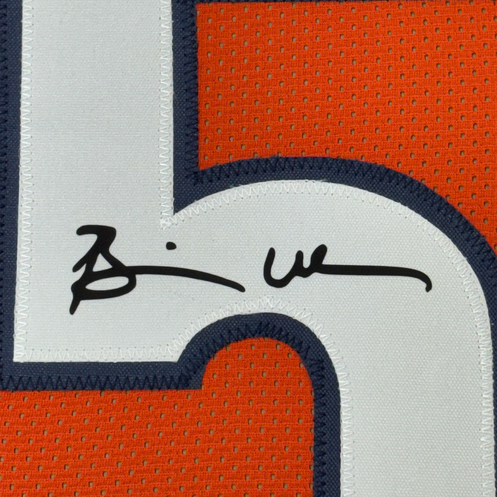 Framed Facsimile Autographed Brian Urlacher 35x39 Chicago Orange Reprint Laser Auto Football Jersey (ONLINE ORDER ONLY)
