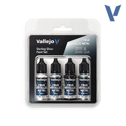 Vallejo True Metallic Metal: Paint Set - Sterling Silver (4)
