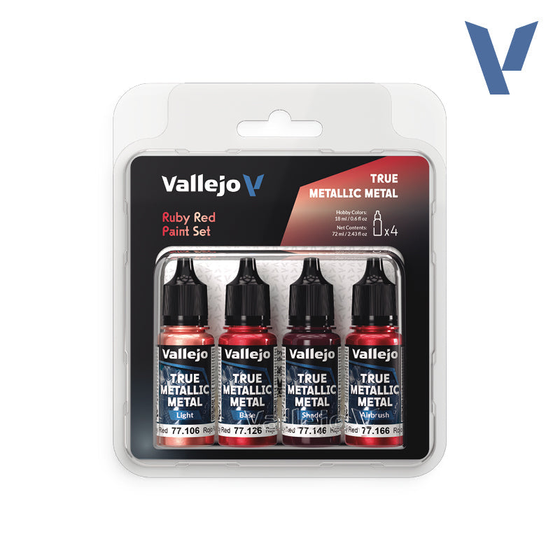 Vallejo True Metallic Metal: Paint Set - Ruby Red (4)