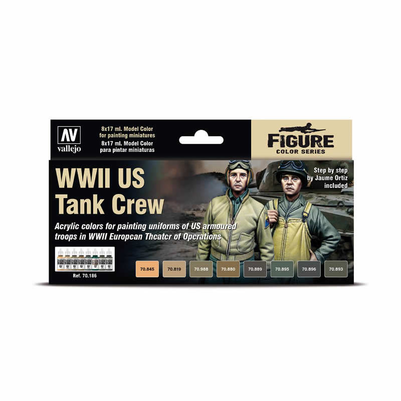 VAL70186 WWII US Tank Crew Acrylic Paint Set Vallejo