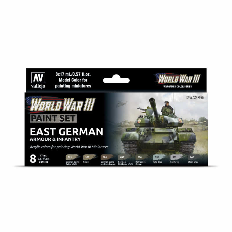 VAL70224 East German WWIII Army Infantry Color Paint Set Vallejo (ONLINE ORDER ONLY)
