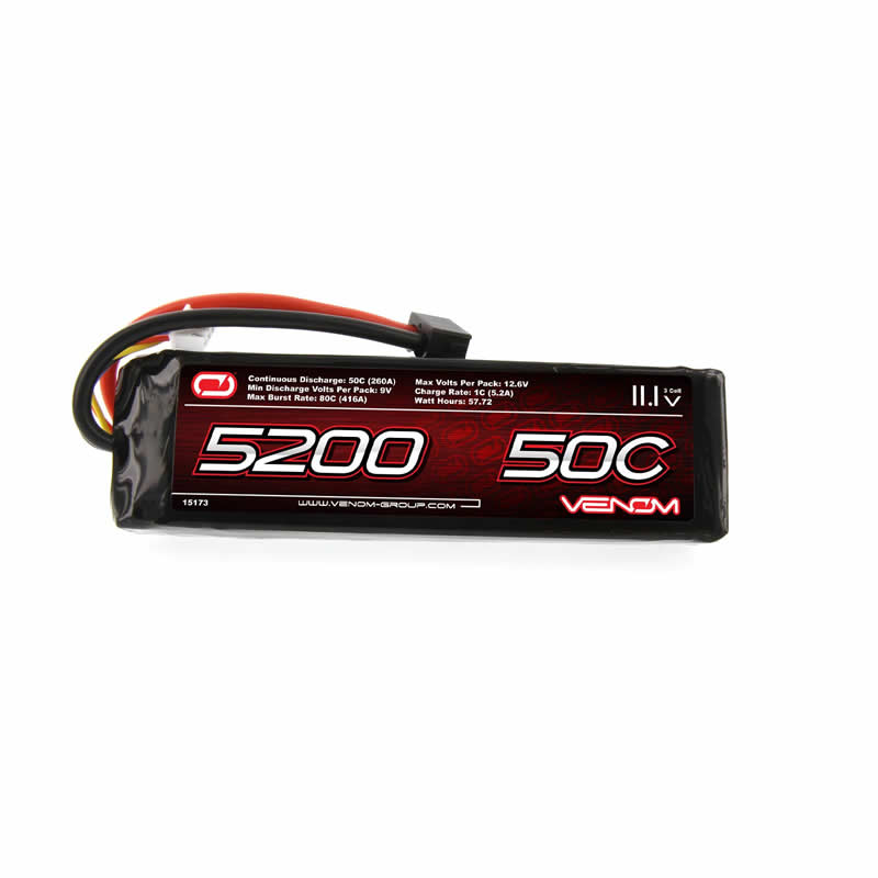 VEN-15173BAT 50C 3S 5200mAh 11.1V LiPo Battery With Universal Plug Venom (ONLINE ORDER ONLY)