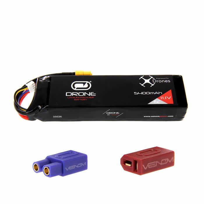 VEN-35026BAT LiPo 3S 11.1V 5400mAh 15C Drone Battery With Universal 2.0 Connector Venom (ONLINE ORDER ONLY)