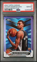 Graded 2023 Topps Chrome Purple Refractor Victor Wembanyama #PUR /349 Rookie RC Basketball Card PSA 10 Gem Mint (ONLINE ORDER ONLY)