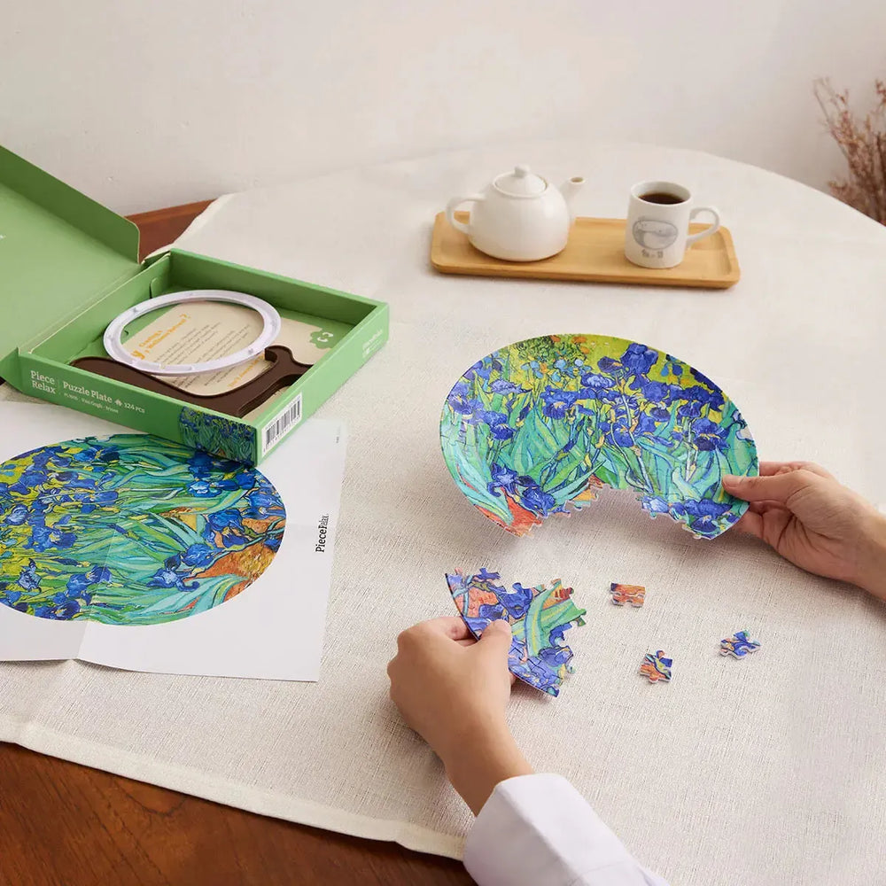 Van Gogh Irises Plate 124 Piece 3D Plastic Jigsaw Puzzle PieceRelax (ONLINE ORDER ONLY)