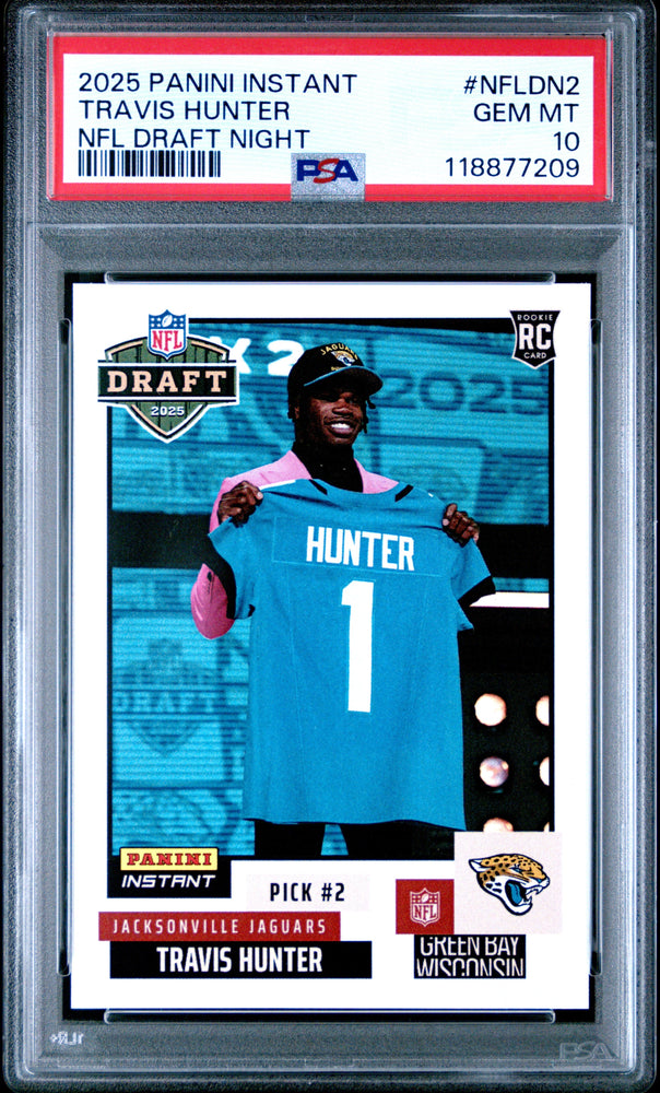 Graded 2025 Panini Instant Travis Hunter #NFLDN2 NFL Draft Night Rookie RC Football Card PSA 10 Gem Mint (ONLINE ORDER ONLY)