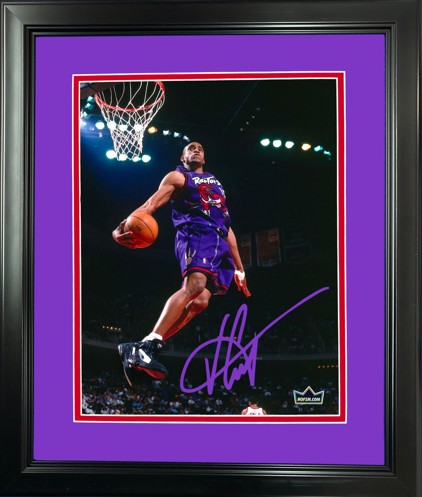 Framed Vince Carter Windmill Slam Dunk Toronto Raptors Facsimile Laser Engraved Signature Auto 11"x14" Basketball Photo HOFSM Holo (ONLINE ORDER ONLY)