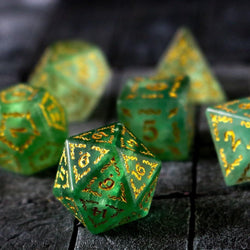 Vine Spike Green Fluorite Gemstone DND Dice Set (ONLINE ORDER ONLY)