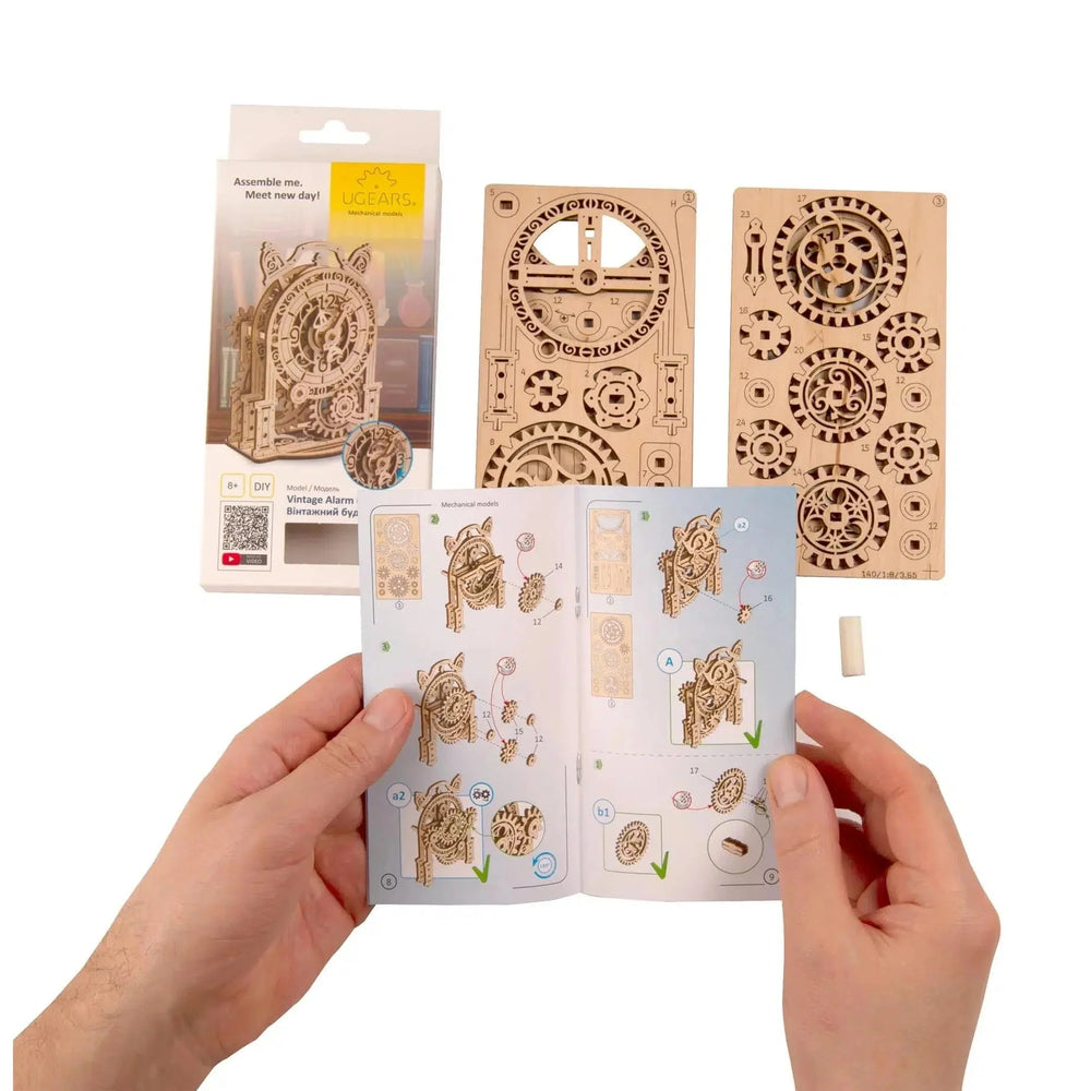 Vintage Alarm Clock 3D Wood Model Kit UGEARS