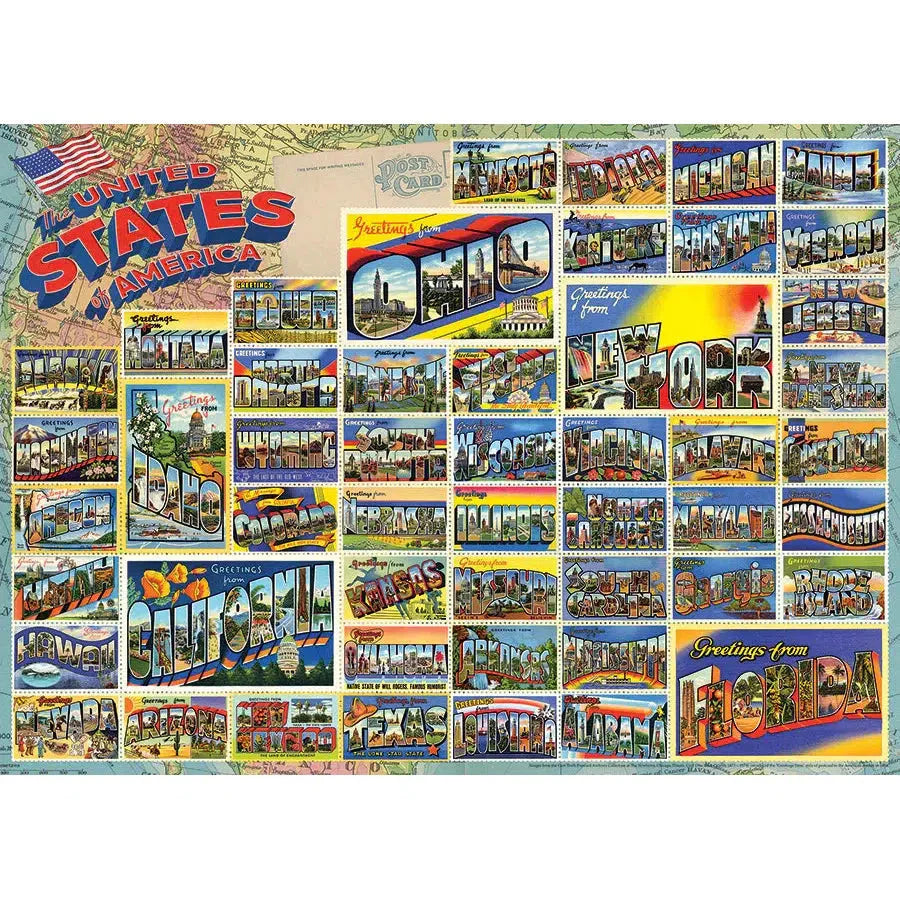 Vintage American Postcards 1000 Piece Jigsaw Puzzle Cobble Hill (ONLINE ORDER ONLY)