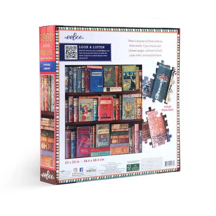 Vintage Library 1000 Piece Jigsaw Puzzle eeBoo (ONLINE ORDER ONLY)