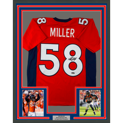 Framed Facsimile Autographed Von Miller 35x39 Denver Orange Reprint Laser Auto Football Jersey (ONLINE ORDER ONLY)