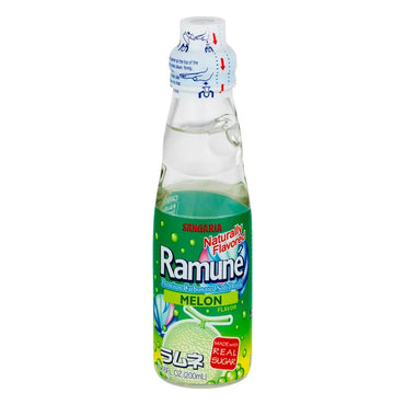 Ramune Melon Flavor Japanese Soda 6.76oz - Authentic Marble Bottle Drink