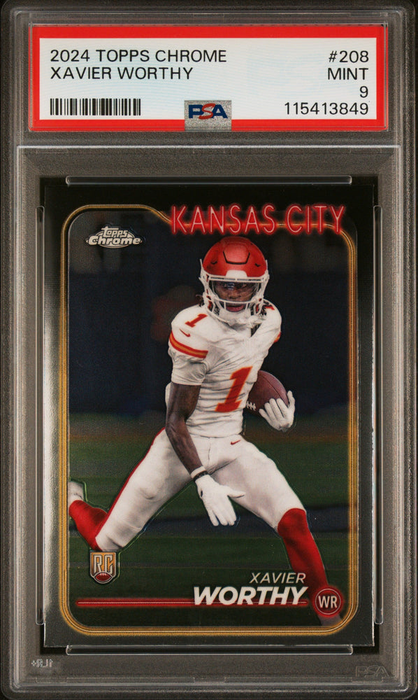 Graded 2024 Topps Chrome Xavier Worthy #208 Rookie RC Football Card PSA 9 Mint