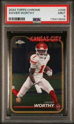 Graded 2024 Topps Chrome Xavier Worthy #208 Rookie RC Football Card PSA 9 Mint
