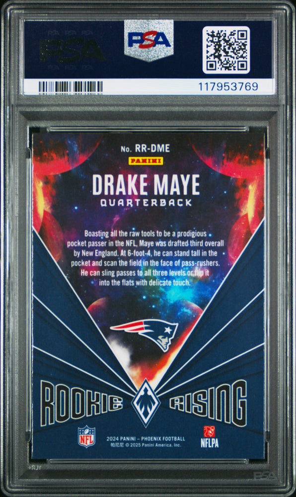 Graded 2024 Panini Phoenix Drake Maye #RRDME Rookie Rising Wave Rookie RC Football Card PSA 10 Gem Mint (ONLINE ORDER ONLY)