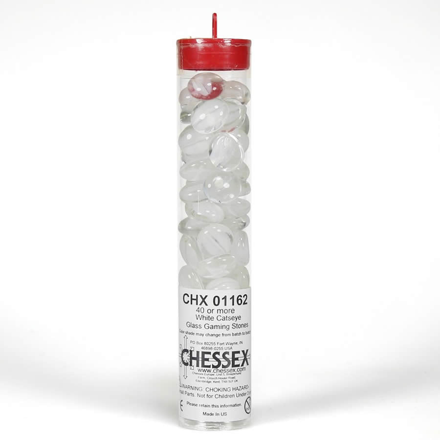WCX01162 White Catseye Gaming Stones 12 - 14mm (40 or More) Chessex (ONLINE ORDER ONLY)