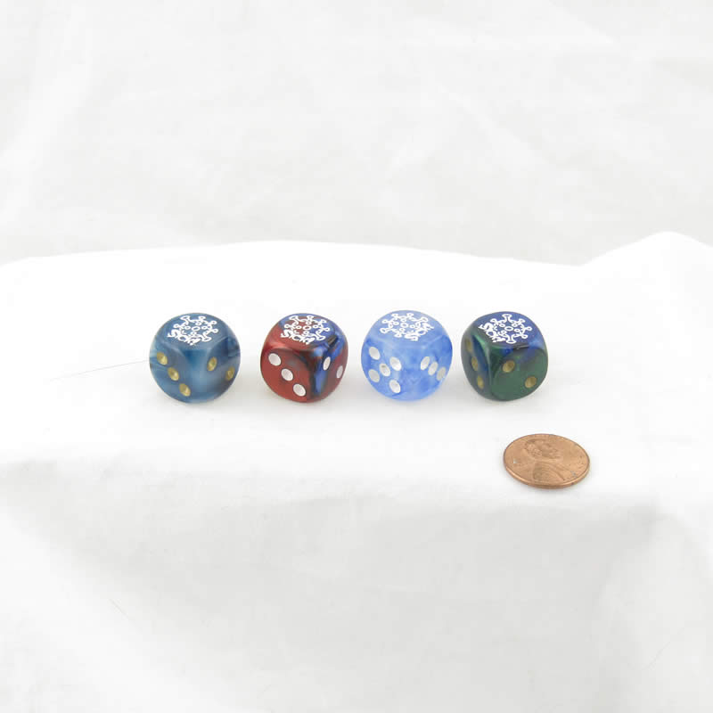 WCXCV0130E4 Sick Dice Assorted Colors with Pips 16mm (5/8in) D6 Pack of 4 (ONLINE ORDER ONLY)