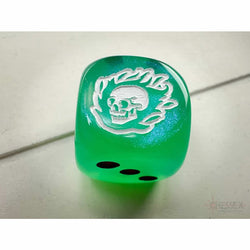 WCXCV0146E50 Flaming Skull Dice Assorted Colors with Pips 16mm (5/8in) D6 Pack of 50 (ONLINE ORDER ONLY)