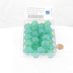 WCXPB2075E50 Light Green Borealis Dice Luminary Gold Numbers D20 Aprox 16mm (5/8in) Pack of 50 (ONLINE ORDER ONLY)