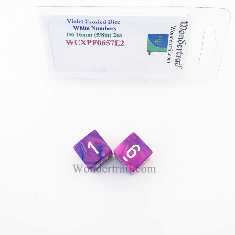 WCXPF0657E2 Violet Festive Dice White Numbers D6 16mm Pack of 2 (ONLINE ORDER ONLY)