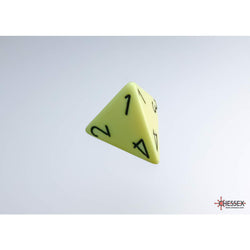 WCXPQ0462E4 Yellow Pastel Dice with Black Numbers D4 Aprox 16mm (5/8in) Pack of 4 (ONLINE ORDER ONLY)