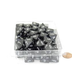 WCXPQ0808E50 Black Opaque Dice White Numbers D8 Aprox 16mm (5/8in) Pack of 50 (ONLINE ORDER ONLY)