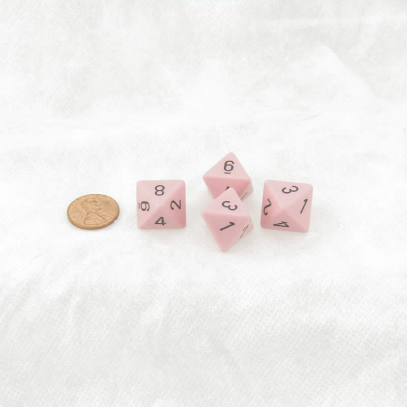 WCXPQ0864E4 Pink Pastel Dice with Black Numbers D8 Aprox 16mm (5/8in) Pack of 4 (ONLINE ORDER ONLY)