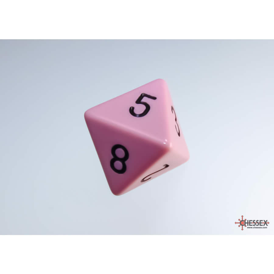 WCXPQ0864E4 Pink Pastel Dice with Black Numbers D8 Aprox 16mm (5/8in) Pack of 4 (ONLINE ORDER ONLY)