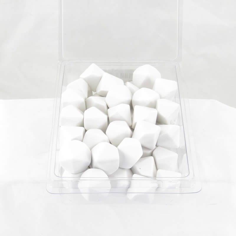 WCXPQ1001AE50 White Blank Opaque Dice D10 Aprox 16mm (5/8in) Pack of 50 (ONLINE ORDER ONLY)