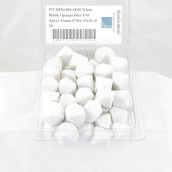 WCXPQ1001AE50 White Blank Opaque Dice D10 Aprox 16mm (5/8in) Pack of 50 (ONLINE ORDER ONLY)