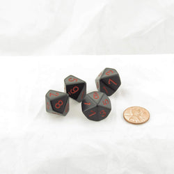 WCXPQ1018E4 Black Opaque Dice Red Numbers D10 16mm Pack of 4 (ONLINE ORDER ONLY)