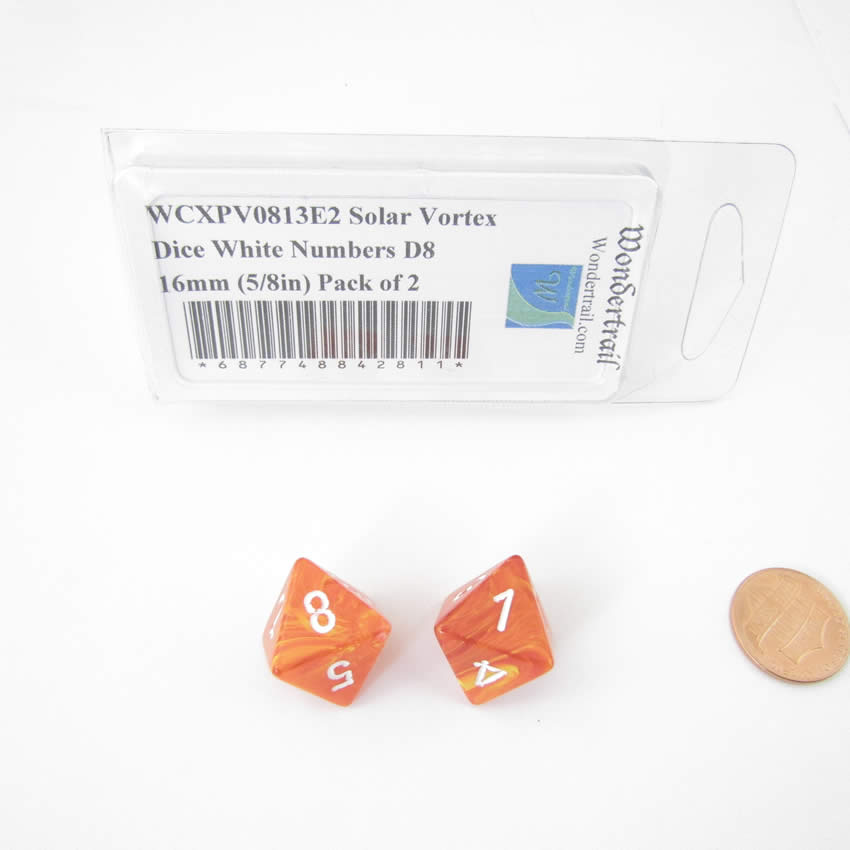 WCXPV0813E2 Solar Vortex Dice White Numbers D8 16mm (5/8in) Pack of 2 (ONLINE ORDER ONLY)