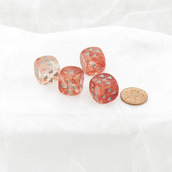 WCXXH6006E4 Red Nebula Luminary Dice with Silver Hearts D6 16mm (5/8in) Pack of 4 (ONLINE ORDER ONLY)