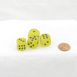 WCXXM0602E4 Yellow Cirrus Dice with Black Hearts D6 16mm (5/8in) Pack of 4 (ONLINE ORDER ONLY)
