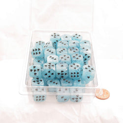 WCXXM0606E50 Light Blue Cirrus Dice with Black Hearts D6 16mm (5/8in) Pack of 50 (ONLINE ORDER ONLY)