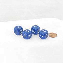 WCXXQ0306E4 Blue Opaque Dice White Numbers D3 (D6 1-3 Twice) 16mm Pack of 4