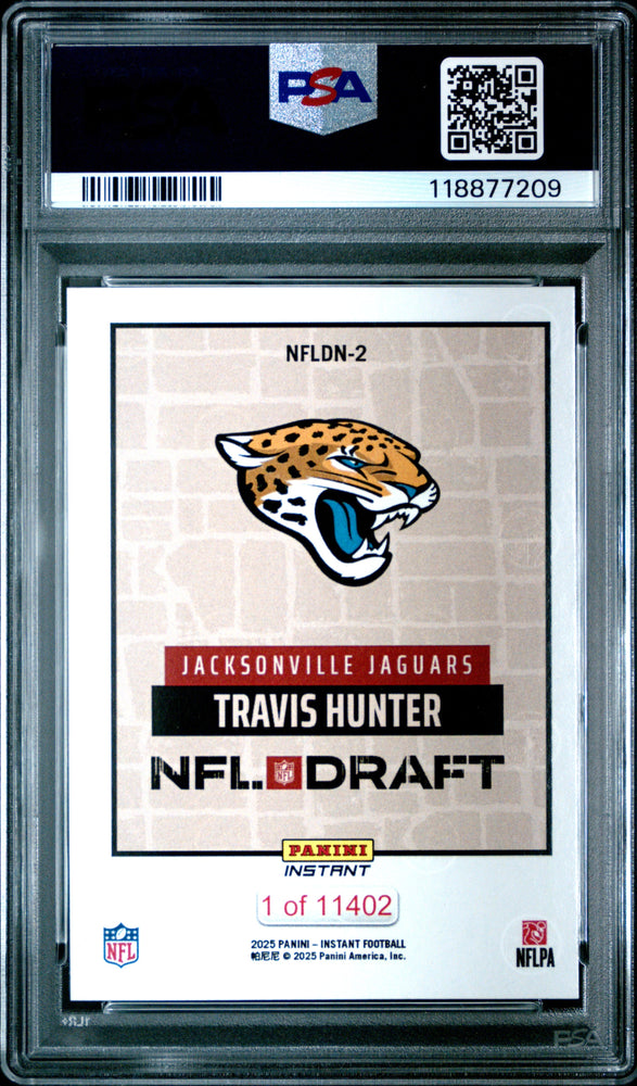 Graded 2025 Panini Instant Travis Hunter #NFLDN2 NFL Draft Night Rookie RC Football Card PSA 10 Gem Mint (ONLINE ORDER ONLY)