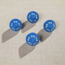 WKP03820E4 Blue Opaque Dice White Numbers DT10 16mm Pack of 4 (ONLINE ORDER ONLY)