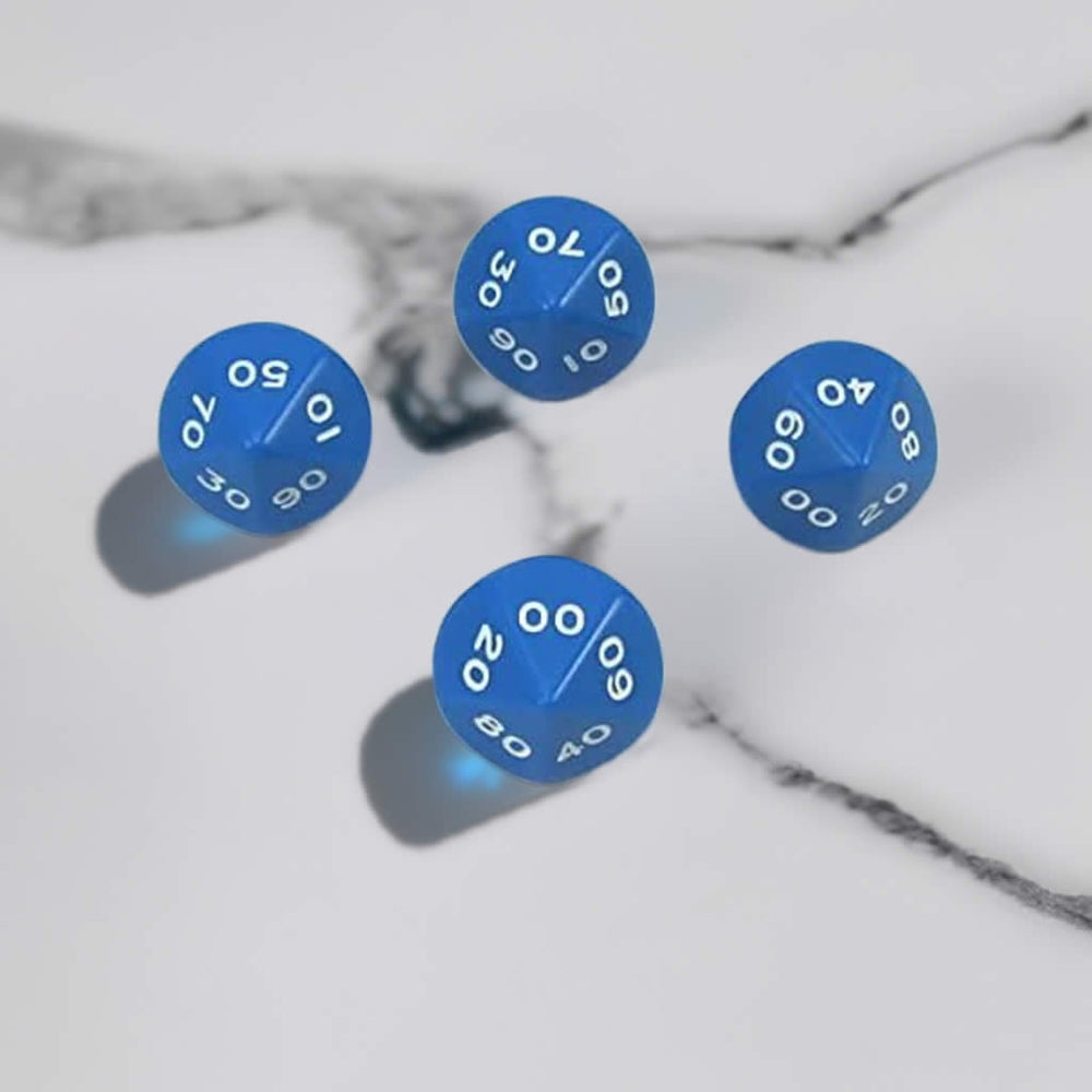 WKP03820E4 Blue Opaque Dice White Numbers DT10 16mm Pack of 4 (ONLINE ORDER ONLY)