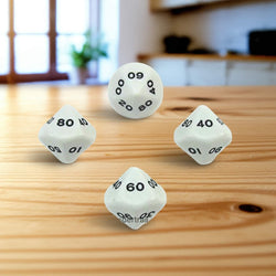 WKP03827E4 White Opaque Dice Black Numbers DT10 16mm Pack of 4 (ONLINE ORDER ONLY)