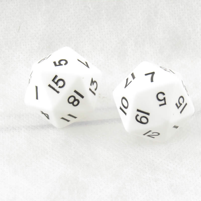 WKP04810E2 White Jumbo Dice with Black Numbers D20 30mm Pack of 2 (ONLINE ORDER ONLY)