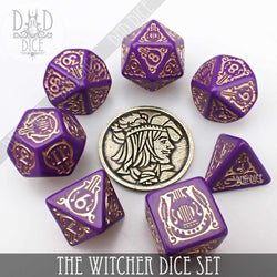 The Witcher Dice Set and Coin - Dandelion / Jaskier (Online Order Only)