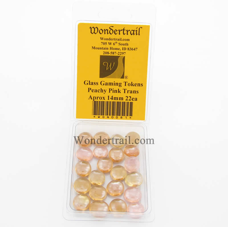 WON0081 Peachy Pink Transparent Gaming Counter Tokens Aprox 14mm Pack of 22 (ONLINE ORDER ONLY)