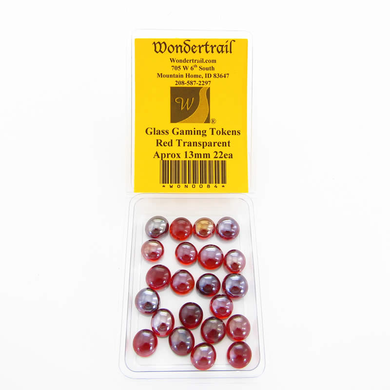 WON0084 Red Electric Transparent Gaming Counter Tokens Aprox 13mm Pack of 22 (ONLINE ORDER ONLY)