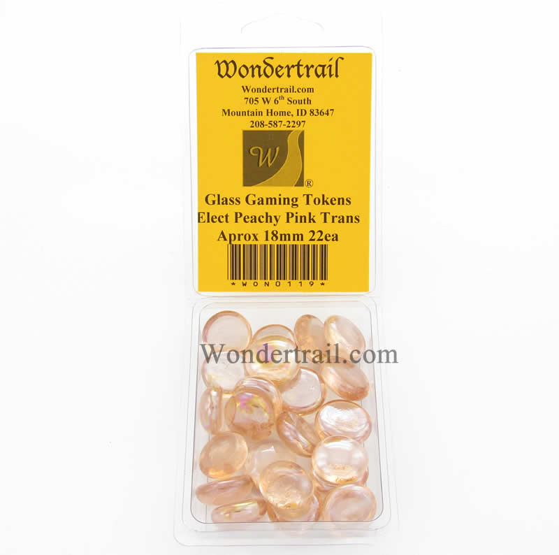 WON0119 Electric Peachy Pink Transparent Gaming Counter Tokens Aprox 18mm Pack of 22 (ONLINE ORDER ONLY)