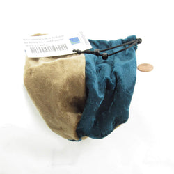WONDB030 Velvet Teal and Lt Brown Dice and Gaming Bag 6 x 7 inches (ONLINE ORDER ONLY)